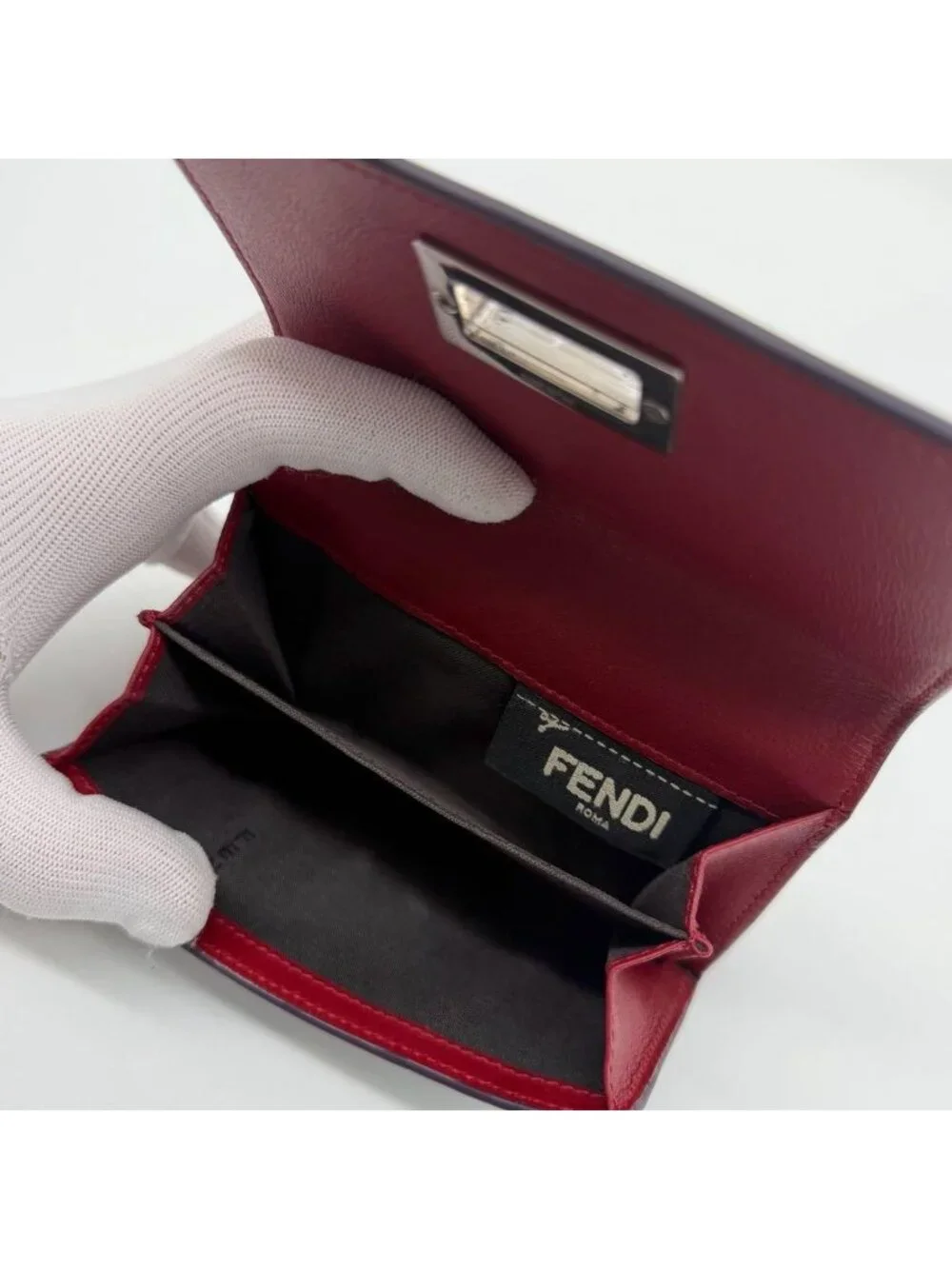 Fendi Peekaboo Selleria Turnlock Bifold Compact Wallet